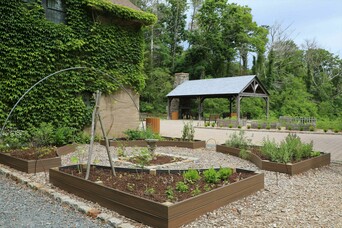 Garden beds outside of craft center