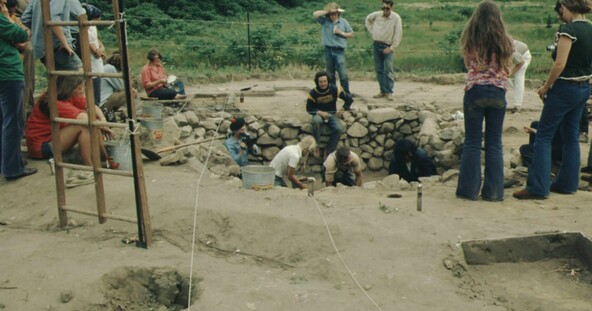 Archaeologists doing field work.