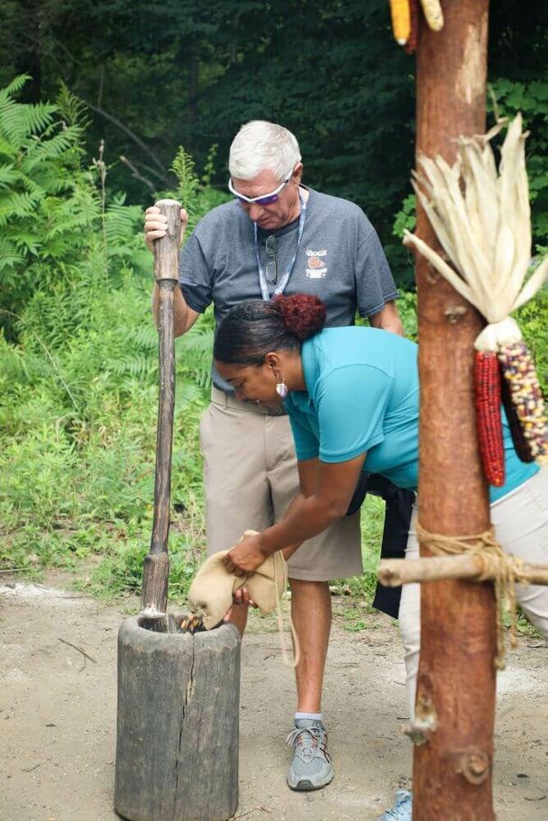 Museum educator guest corn demonstration