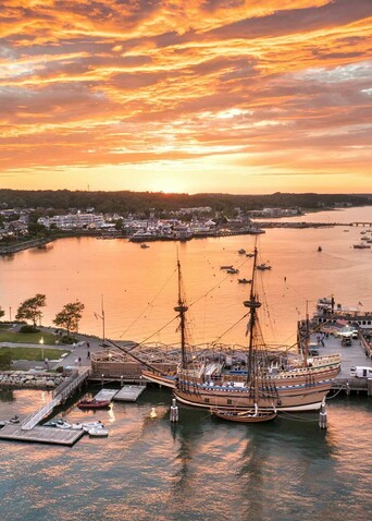 Sunset plymouth waterfront Mayflower