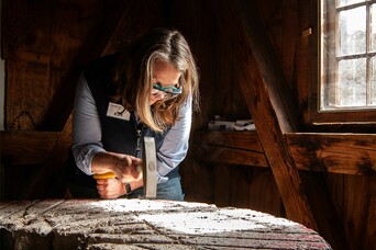 Grist mill stone dressing