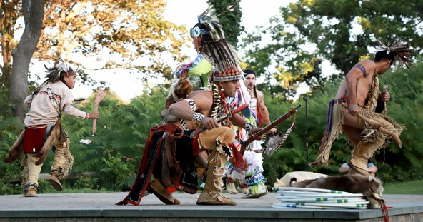 Red hawk singer and dancers