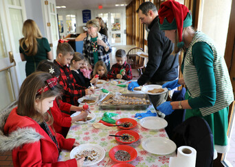 Breakfast with santa cookie decorating station