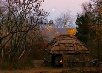 Fall homesite wetu moon fire burning