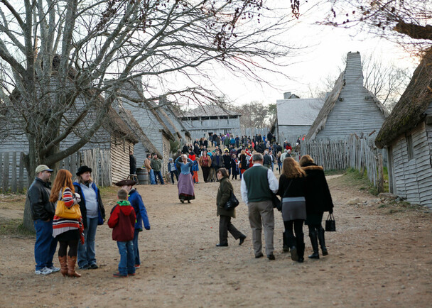 English village busy day guests