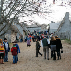 English village busy day guests