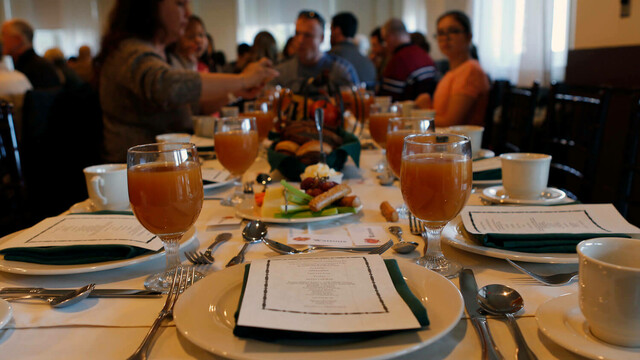 Table set for Thanksgiving dinner