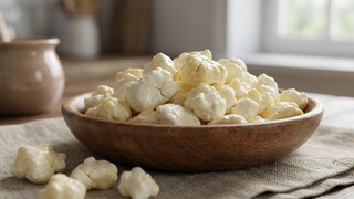 Cheese curds wooden bowl