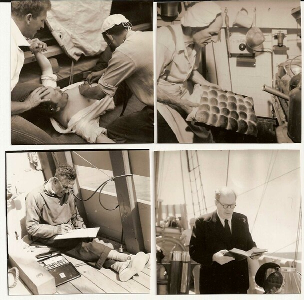 Collage of images depicting life aboard mayflower