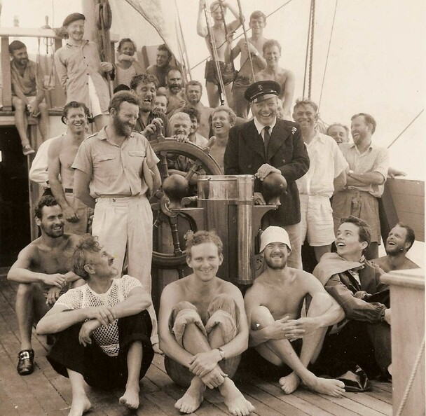 Crew of mayflower ii posed for a photograph on deck