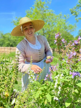 Pilgrim woman with purple sage