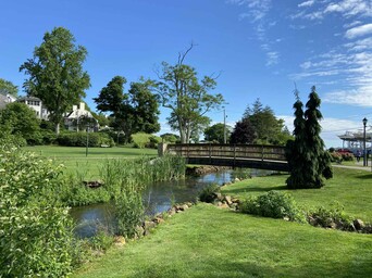 bridge over a brook in a grassy field