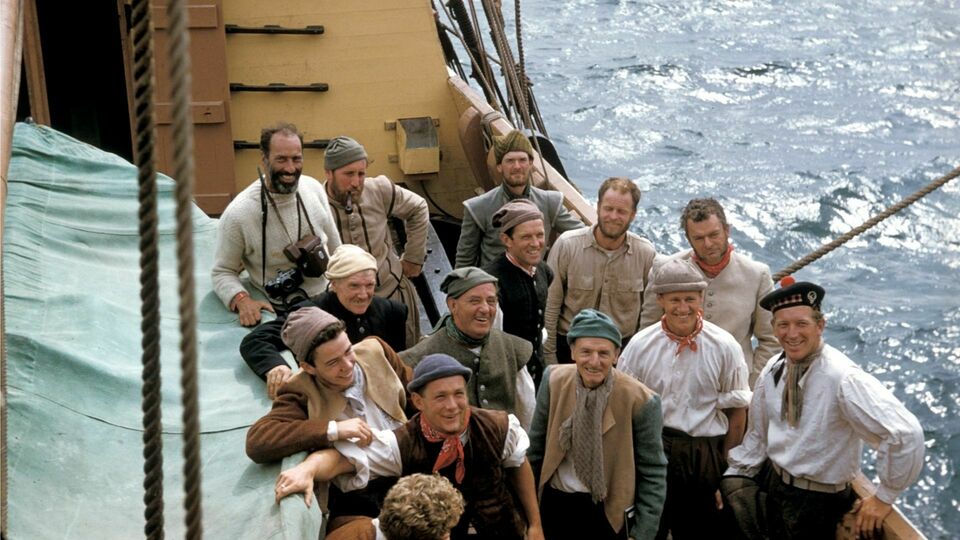 1957 mayflower crew in costume on deck