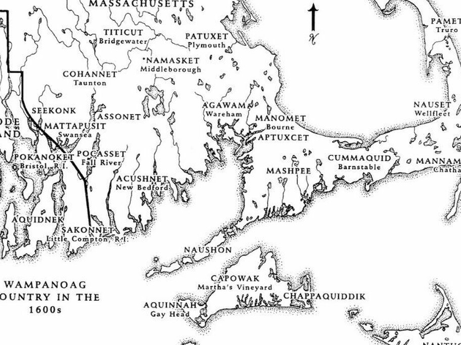 Map of Wampanoag Country in the 1600s